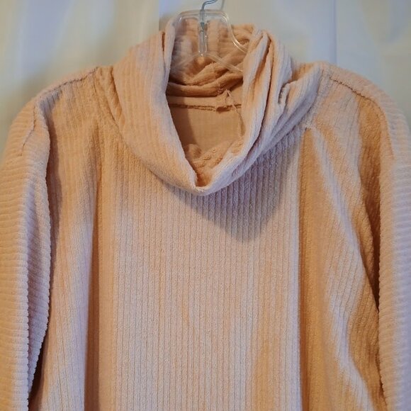 NEW Lightweight Terry Cowl neck Sweater Top womens M Pink stretch knit Long slv - Picture 4 of 8